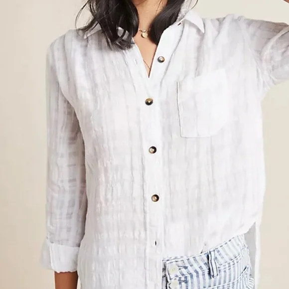 Anthropologie Pilcro Gauzy White Shirt• Sz 6 - Picture 5 of 9